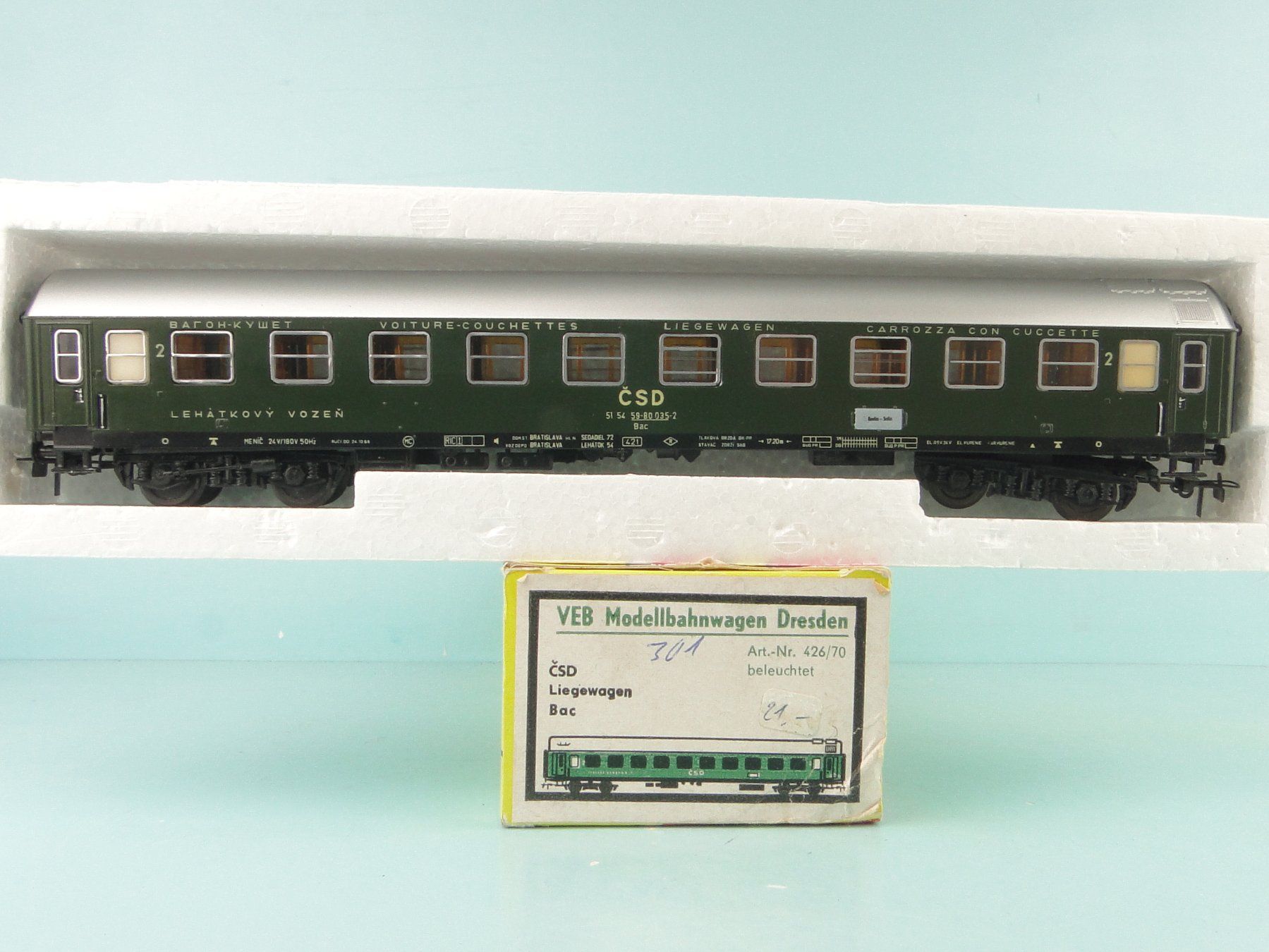 Piko Modellini di ferrovie: Piko Schicht H0 426 CSD Liegewagen – Usato da Bülach venduto da cann11 5