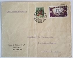 JB2) F2, Flugpostmarke Flügelrad auf Brief Kt. 300.-