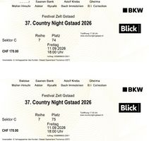 2 Tickets 37. Country Night Gstaad 11.09.2026 Kat. C Reihe 7