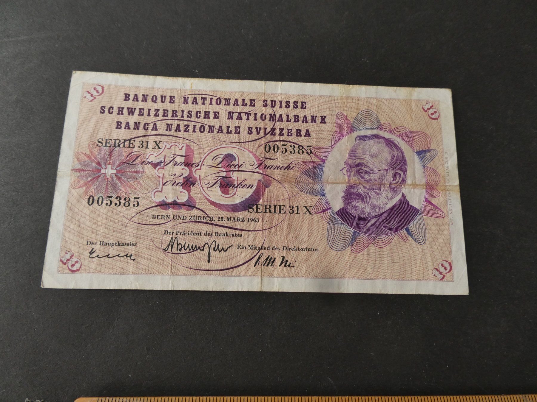 Banconote: Schweiz 1963, 10 Franken – Usato da Hinterforst venduto da Rohusri