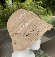 Cappello estivo donna uncinetto beige, leggero e traspirante
