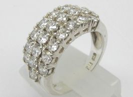 Ring Silber 925 3-reihig weisse Schmucksteine Gr. 54