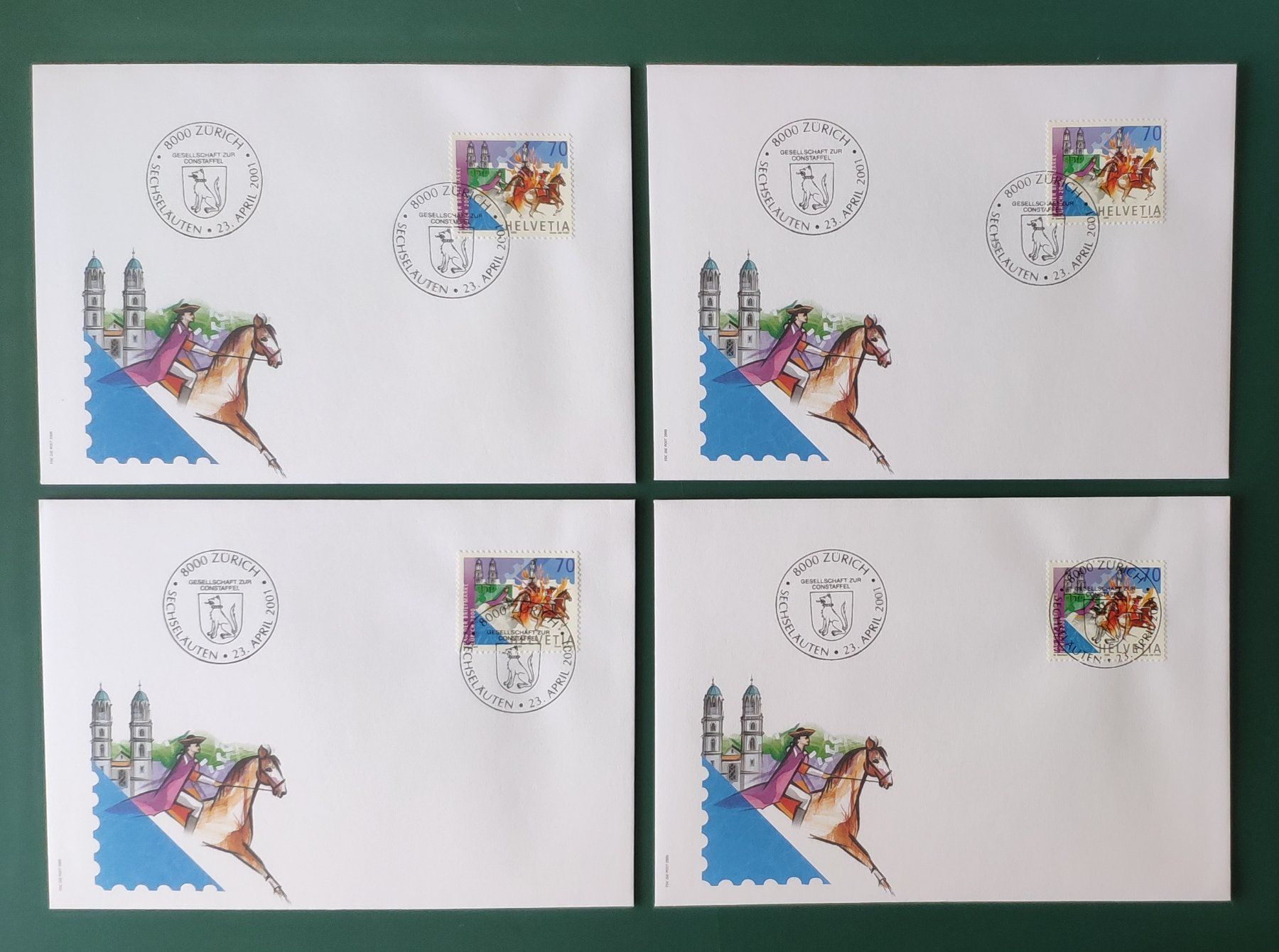 Tutti i francobolli: 4 FDC Sechseleuten 23.4.2001 – Usato da Volketswil venduto da Spacepanda
