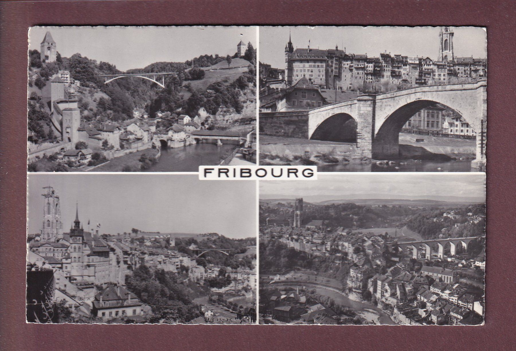 Ansichtskarten: FRIBOURG - 4 images - 1965 – Gebraucht aus Pully von nicecards