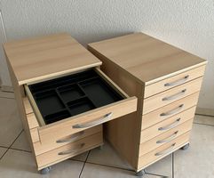 2  Büro-Rollcontainer Buche (Set) –Guter Zustand
