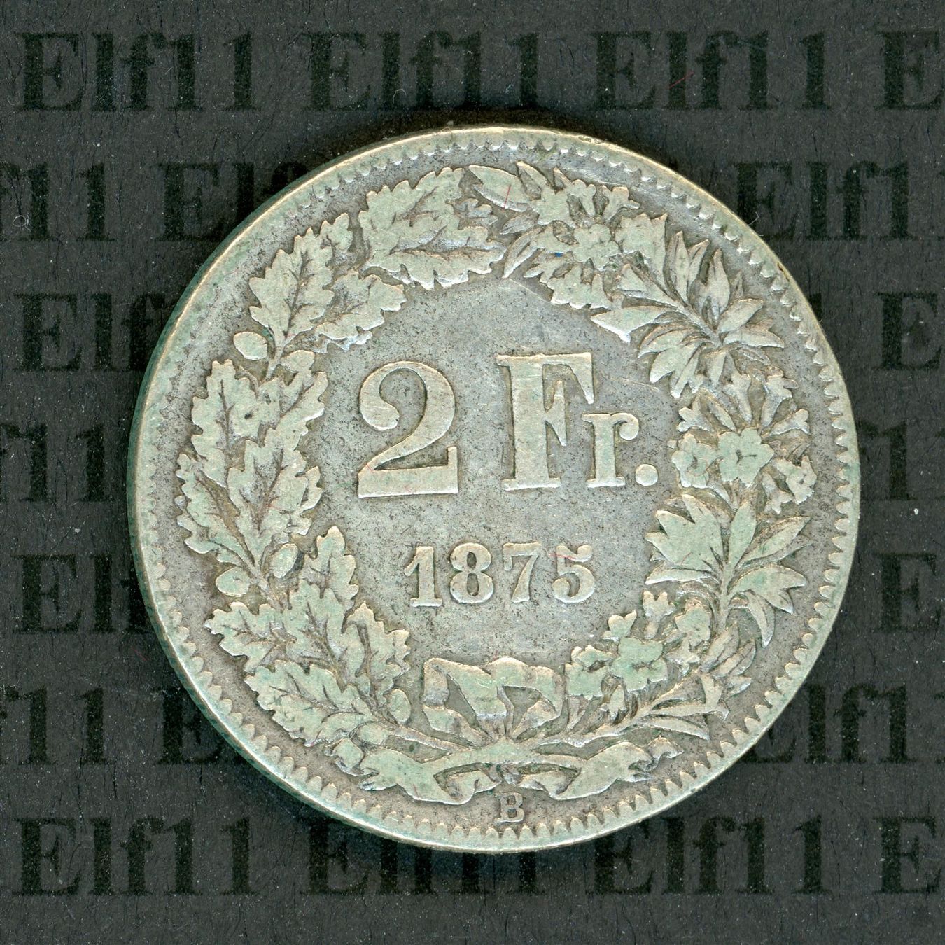 Tutti le monete: CHF___2.00 1875 ss 2 Franken – Usato da Widnau venduto da Elf11