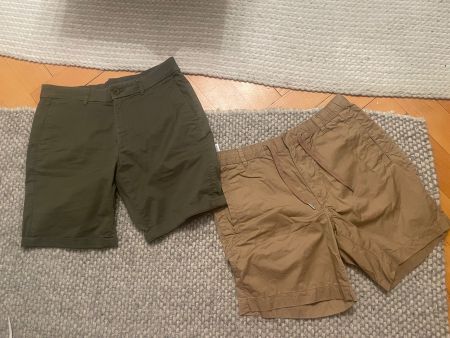 Two short chinos unisex - comfy and cute olive & beige
