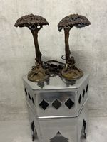 Antike Lampen 2er Set, Baum-Motive, Figuren, Bronze, für Her