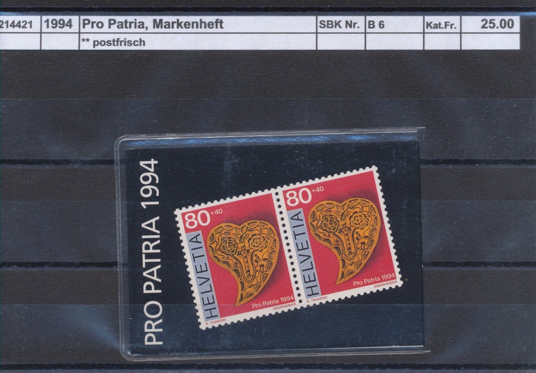 Tutti i francobolli: 1994 Pro Patria, Markenheftchen, ** postfrisch – Nuovo (secondo la descrizione) da Winterthur venduto da Zupogeru