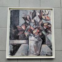 Abstraktes Ölgemälde, Blumen, gerahmt