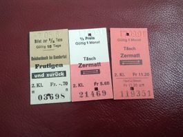 3 ältere Bahn-Fahrkarten