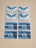 Flugpost 4er Blöcke, Zentrumsstempel DORNACH, ab 1.-