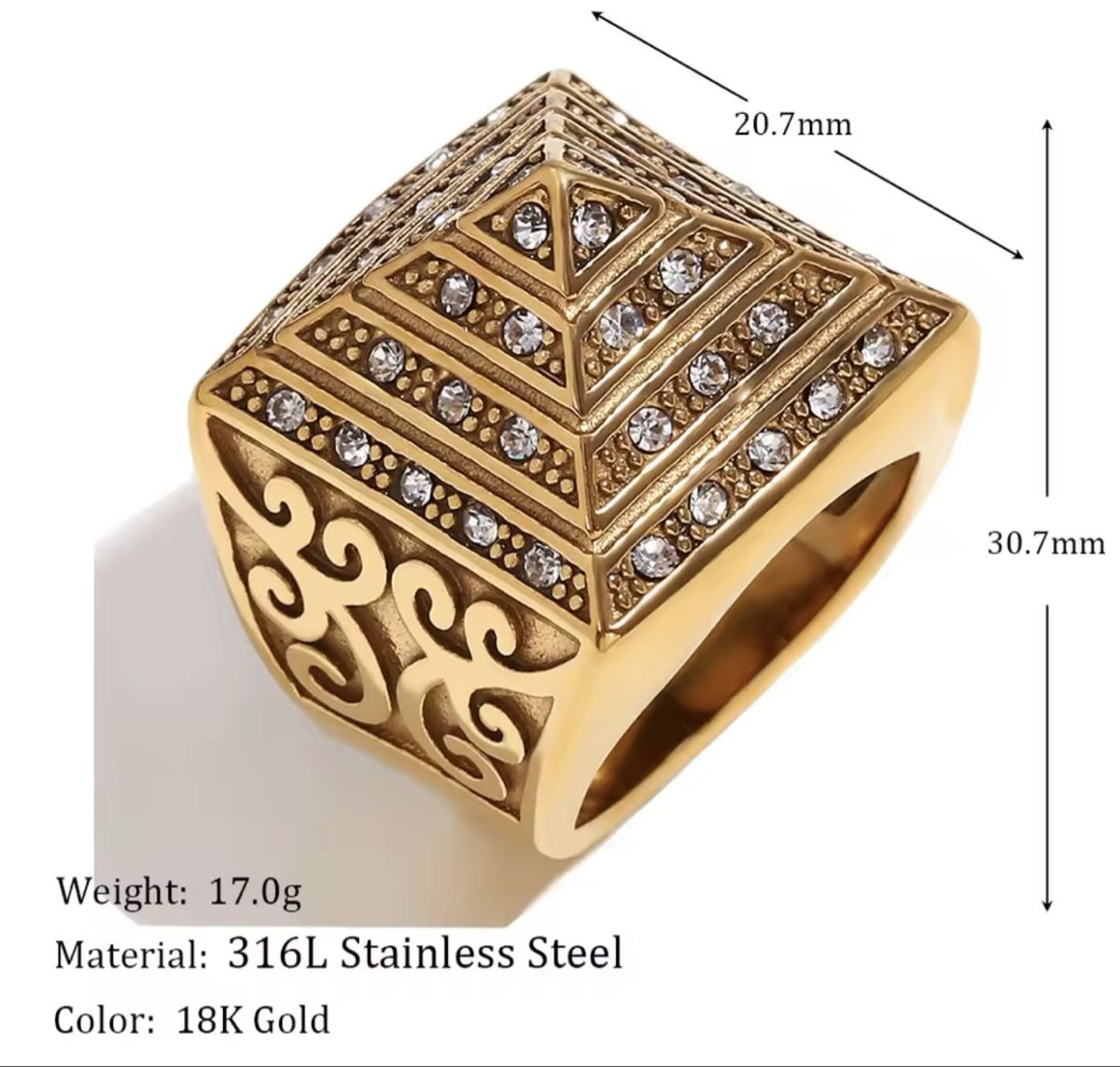 Anelli: Pyramid Ring  for men from Stainless Steel – Nuovo e nell'imballaggio originale da Aarburg venduto da StavFashion 1
