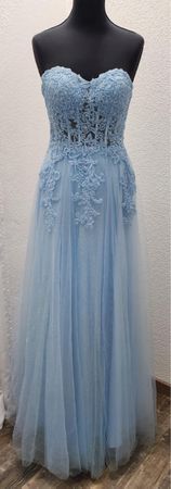 Traumhaftes hellblaues Abendkleid mit Spitze, Gr. 36. NEU