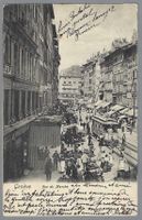 1904 GENÈVE, RUE DU MARCHÉ, TRÈS ANIMÉE AVEC TRAM
