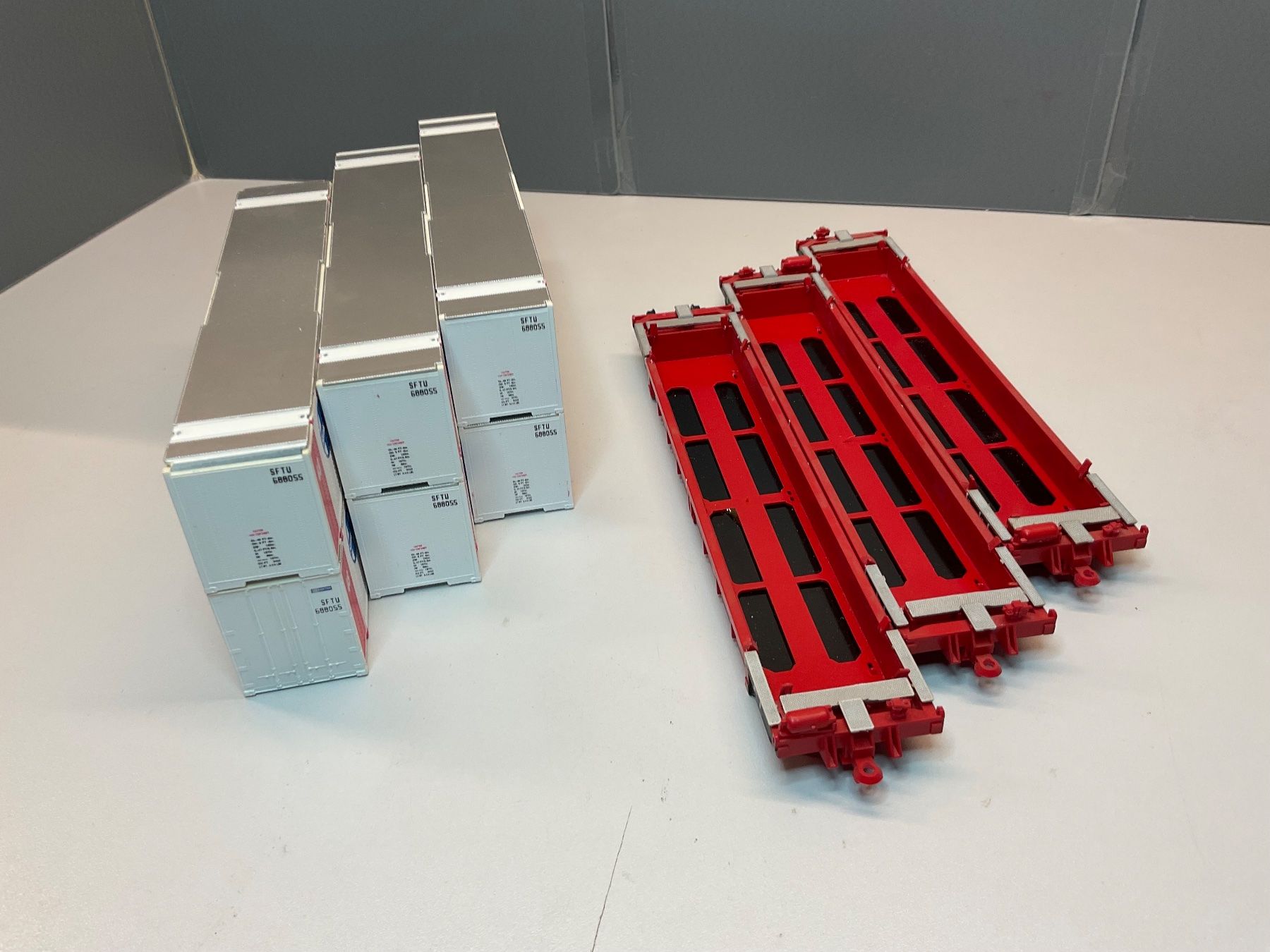 Modellini di ferrovie: 3x USA- Containerwagen H0 Hersteller? – Usato da Nänikon venduto da R_rota