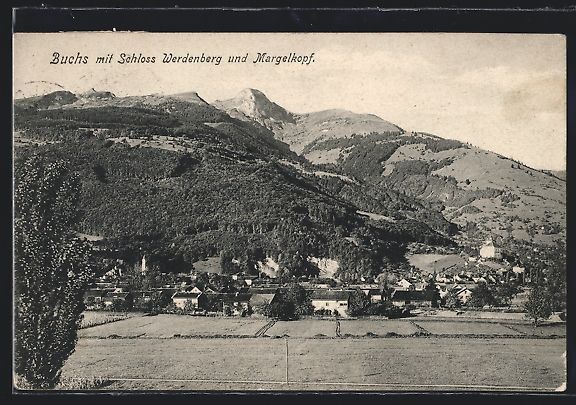 Cartes postales: Buchs, Ortsansicht mit Schloss Werdenber – D'occasion à Berlin par bartko-reher