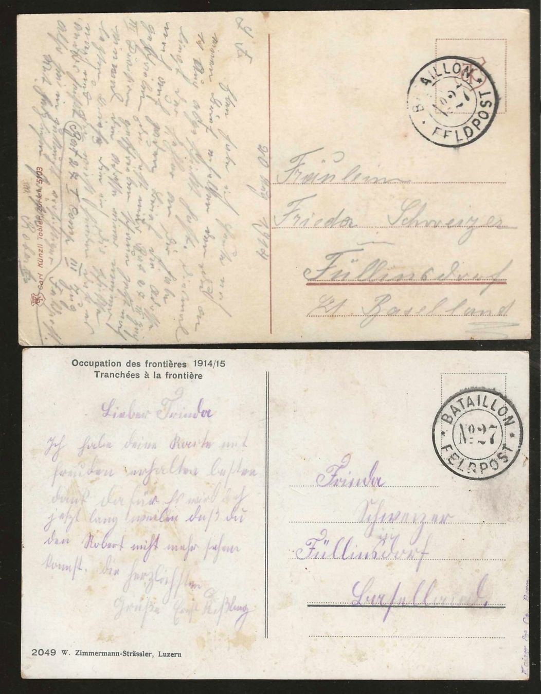 Cartoline postali: 1914/15 : 2 AK Grenzbesetzung, Schweizer Armee – Usato da Gümligen venduto da Geniusbuy 1