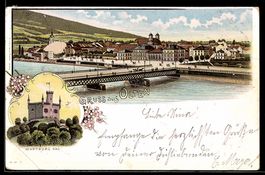 Lithographie Olten, Wartburg Säli, Teilansicht mit Brücke