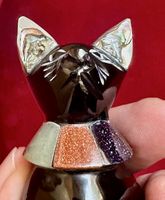 wunderschöne Katzenfigur aus Obsidian u.a.✨unikat!