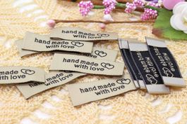 Label "Hand made with love" beige (10 Stück)