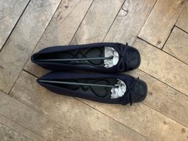 Ballerina shoes navy blue patent toe bow size 44 new