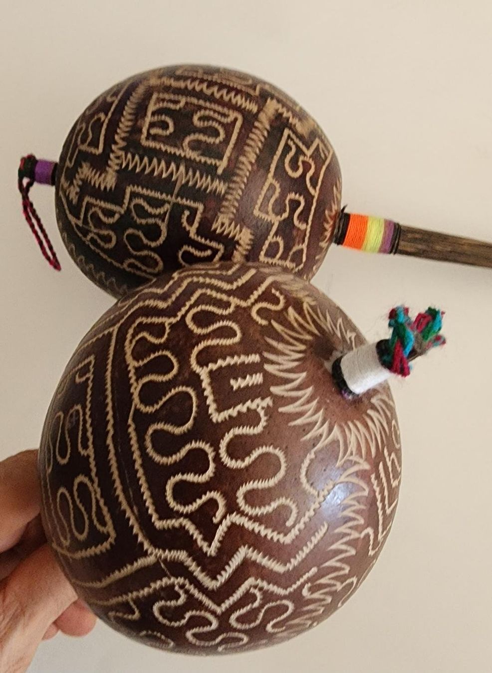 Strumenti musicali: 2 x Grosse Shaman Percussion Rassel Peru, effektvoller Klang – Nuovo (secondo la descrizione) da Lima- Peru venduto da Alpaka-Haus 3