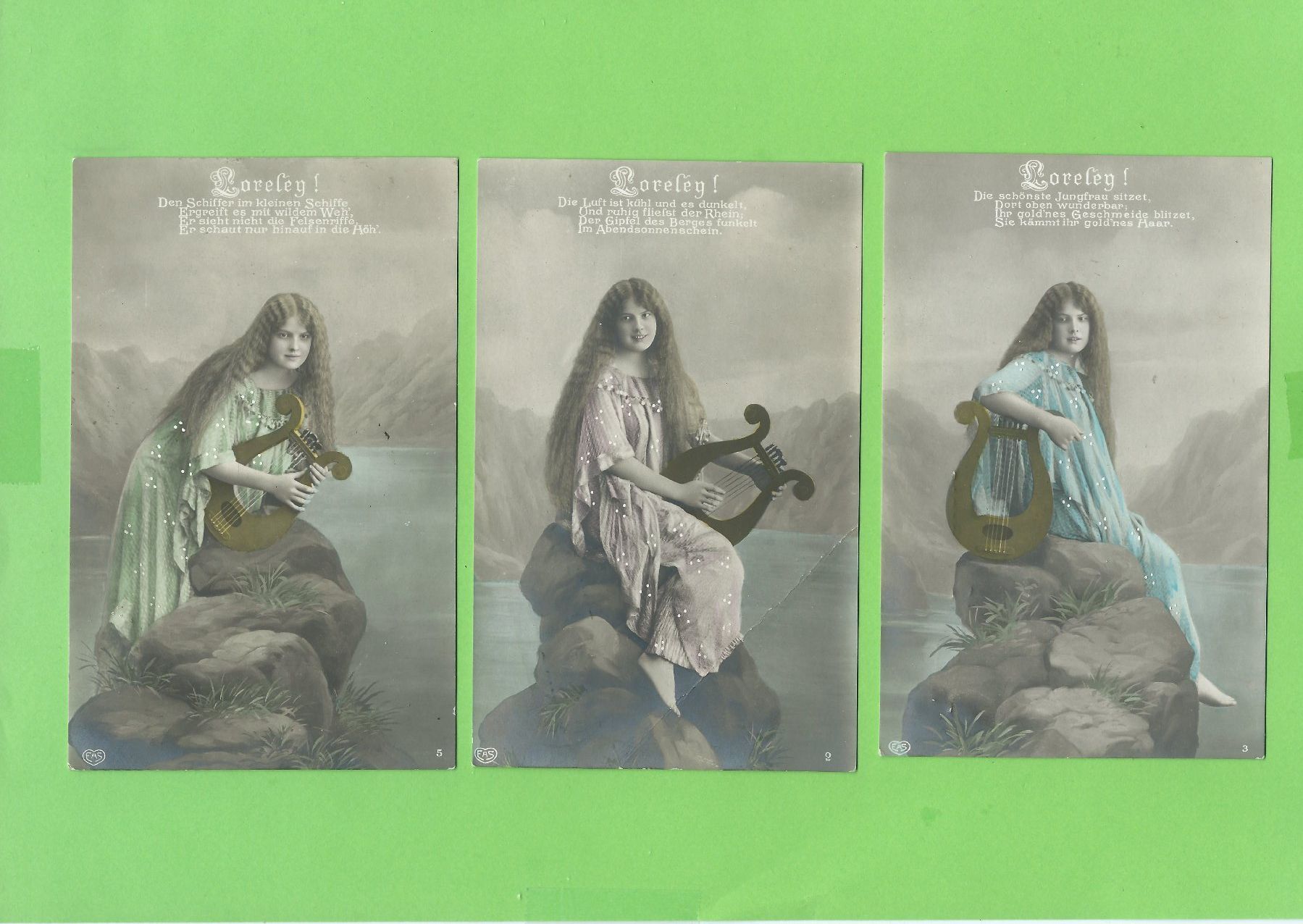 Cartoline postali: 6 Antike Loreley Postkarten, um 1900 – Usato da Zürich venduto da t24_de 2