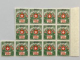 Portofreimarken ZNr. 13A, postfrisch im Bogenteil
