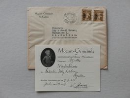 MITGLIEDSKARTE MOZART-GEMEINDE ST. GALLEN 1929