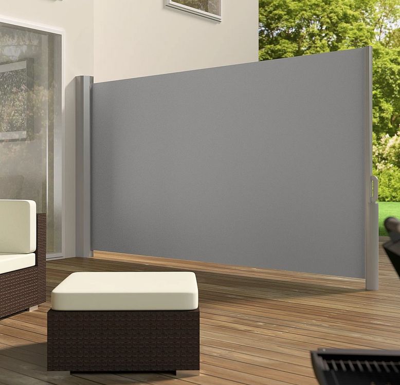 Dorio Aluminium Seitenmarkise – Hellgrau, Ausziehbar, 160x300 Cm – Sicht- Und Windschutz Für Terrasse & Balkon