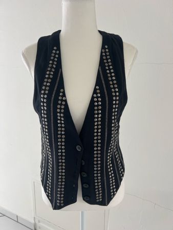 Manila Grace Weste Gr. 40, schwarz, Nieten & Pünktli-Muster,