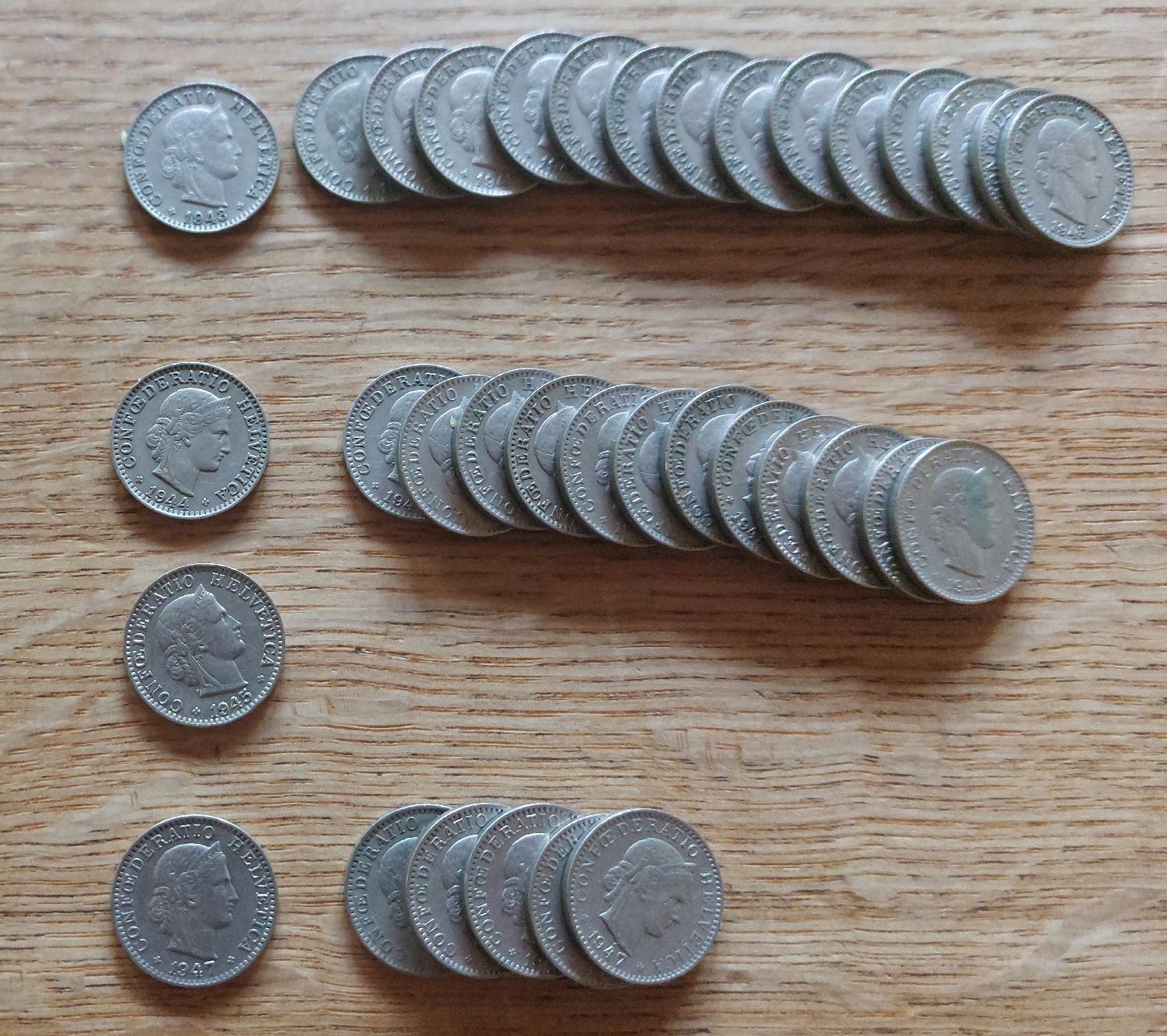 Tutti le monete: 20 Rappen 1943- 1947 – Usato da Adelboden venduto da pile