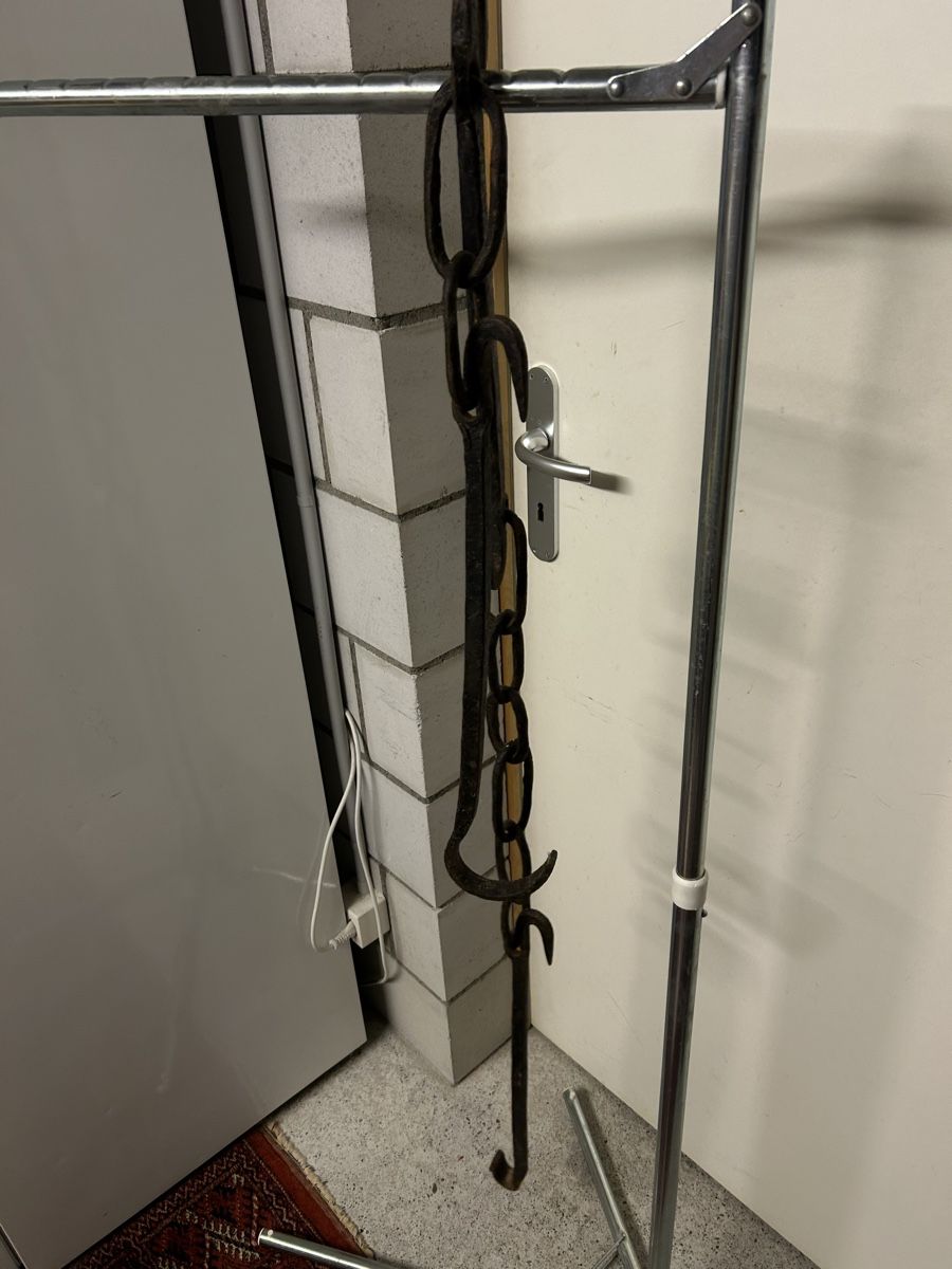 Catenine: Schmiedeeiserne Kette mit Haken, ca. 190 cm, alt – Usato da Lanzenhäusern venduto da vic63 5