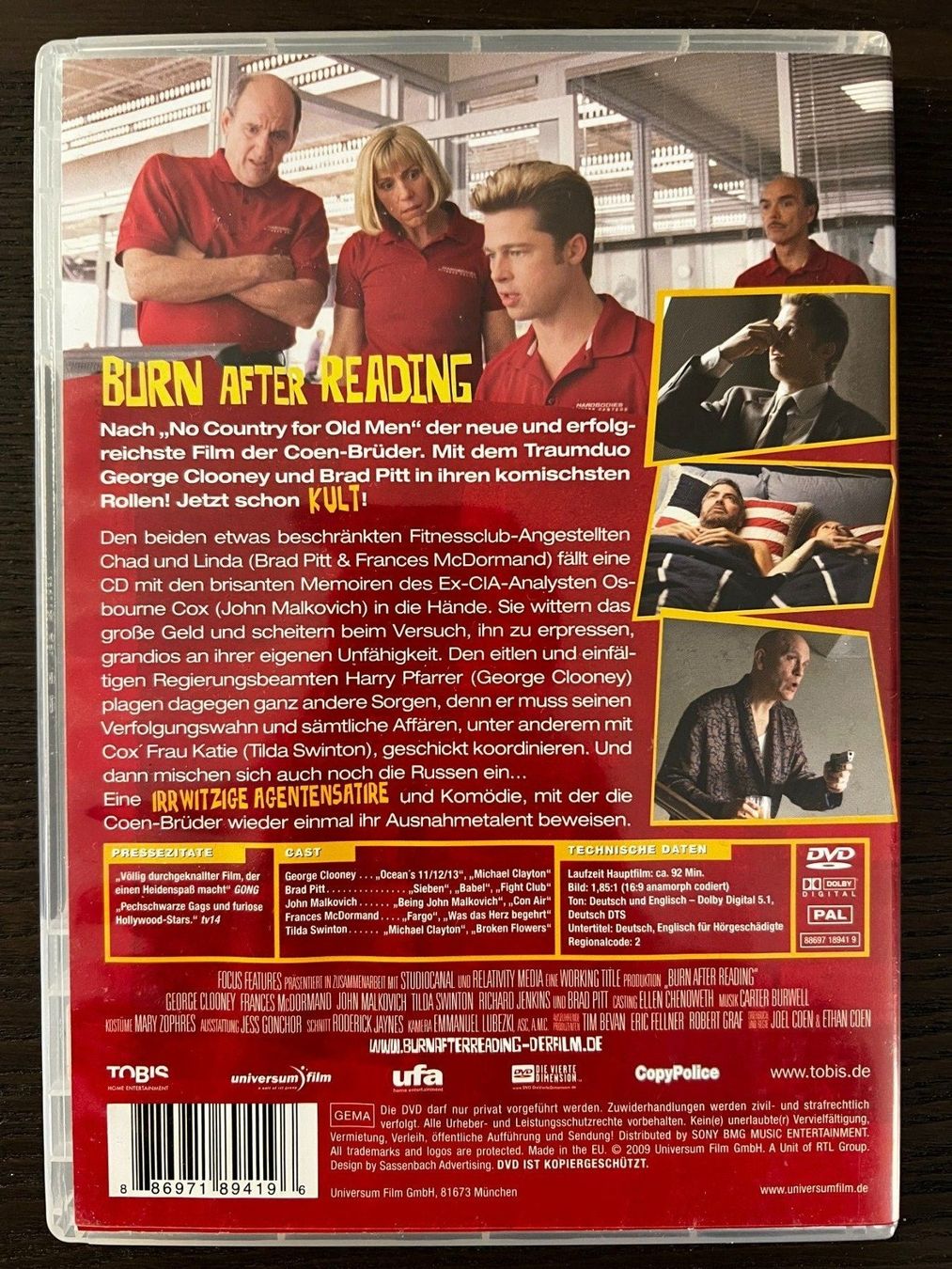 Tutti i DVDs: Burn After Reading – Usato da Zürich venduto da FilmFreunde 1