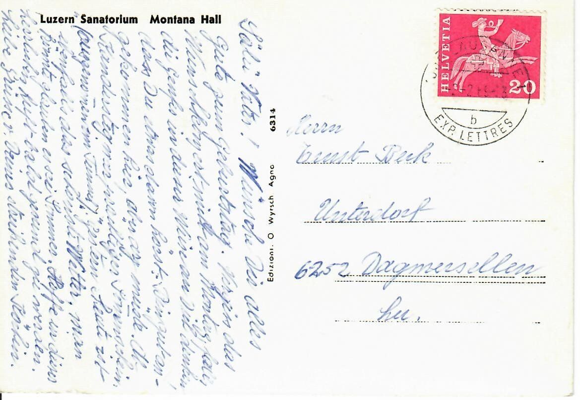 Cartoline postali: Luzern Sanatorium - Montana Hall – Usato da Hochdorf venduto da Ziegel-16 1