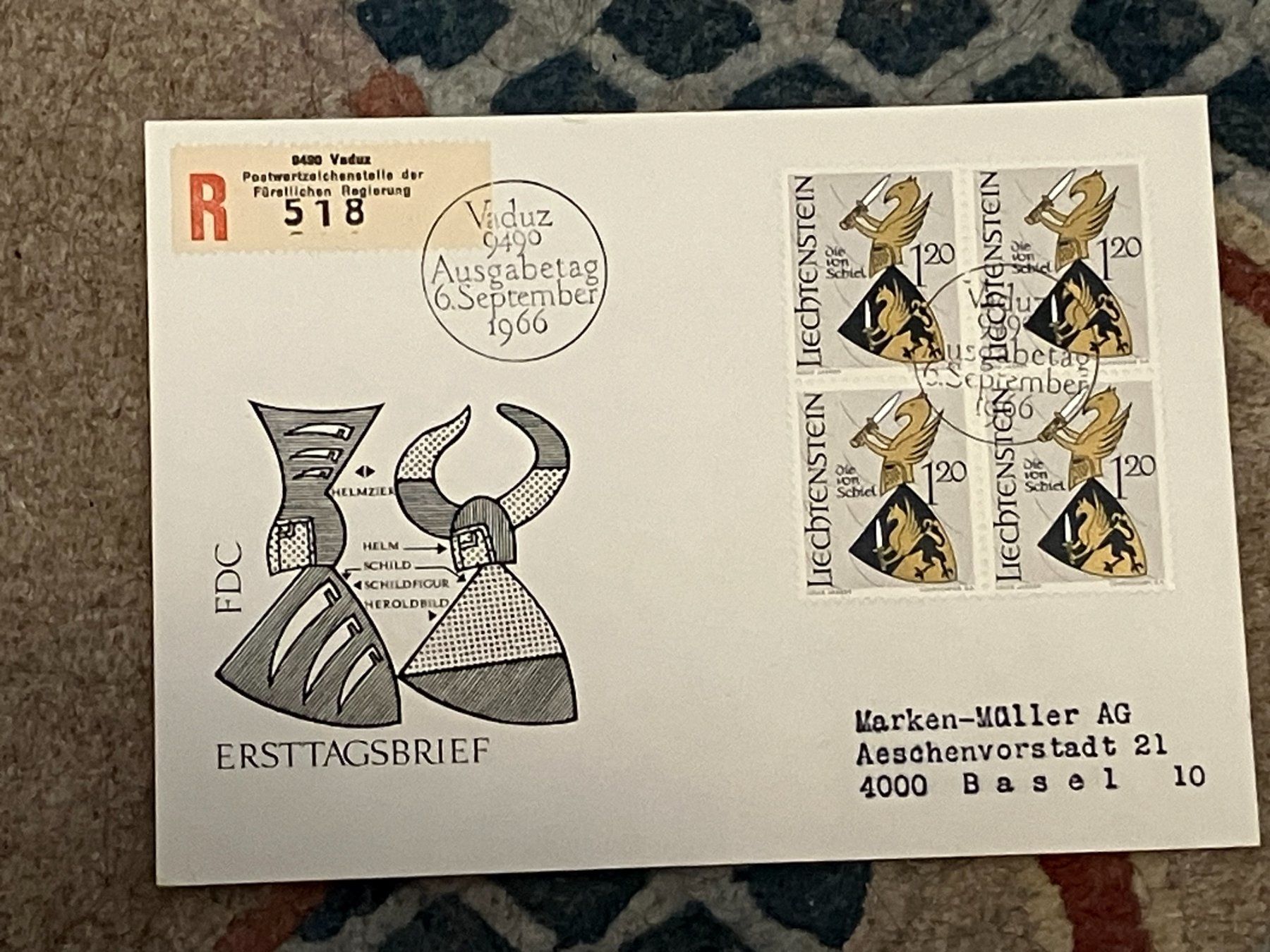 Tutti i francobolli: 1 Erstagsbrief LI Einschreiben Viererblock 1966 – Nuovo (secondo la descrizione) da Koblenz venduto da Markenhimmel