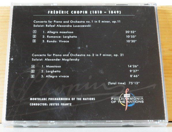 CD: Chopin - Rafael Alexandre Lszuczewski, Alexander Mogilevsky – Usato da Unterbäch venduto da niquz 1