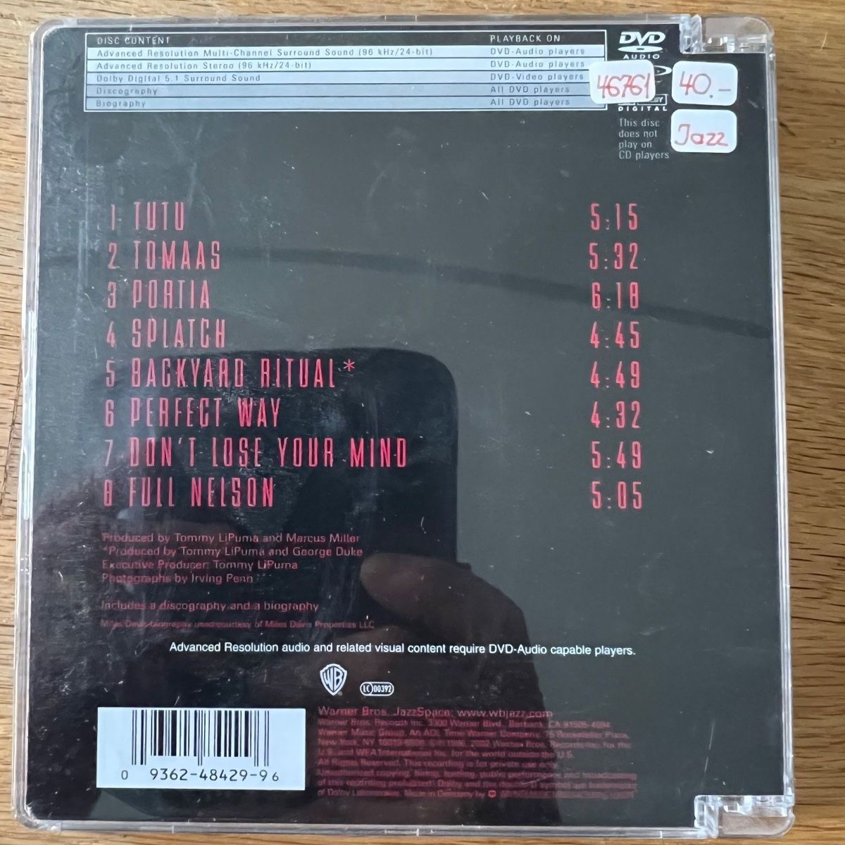 Tutti i DVDs: Miles Davis - Tutu / DVD - 1. D-Press. 2002 – Usato da Gais venduto da soundcave57 1