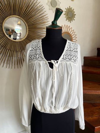 Magnifique Blouse blanche  T.M été boho chic