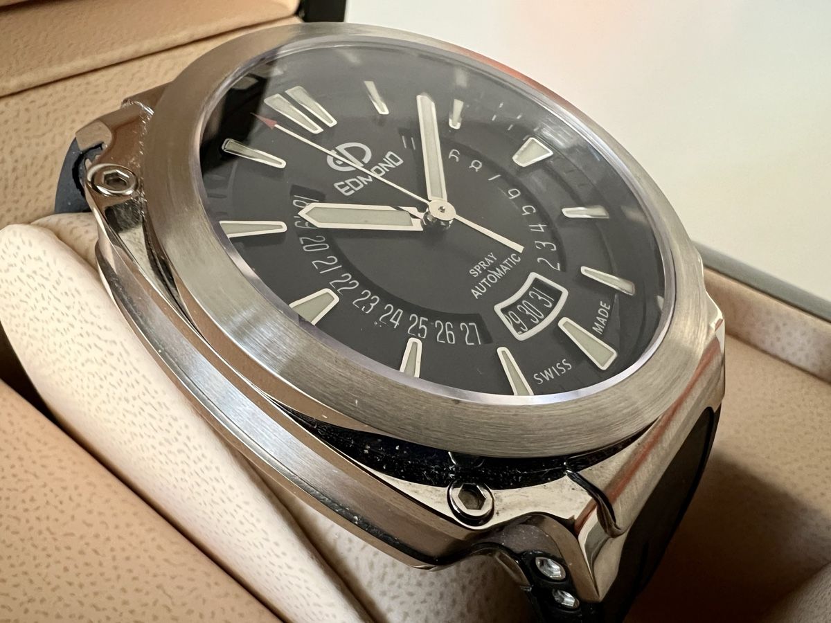 Orologi: EDMOND Spray Automatic, 44mm, Patented crown prot., SRP 1460 – Nuovo e nell'imballaggio originale da Le Mont-sur-Lausanne venduto da LycaGallery 2