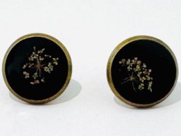 Echte Blüten Ohrstecker, antikbronze Ohrringe Blumen Neu