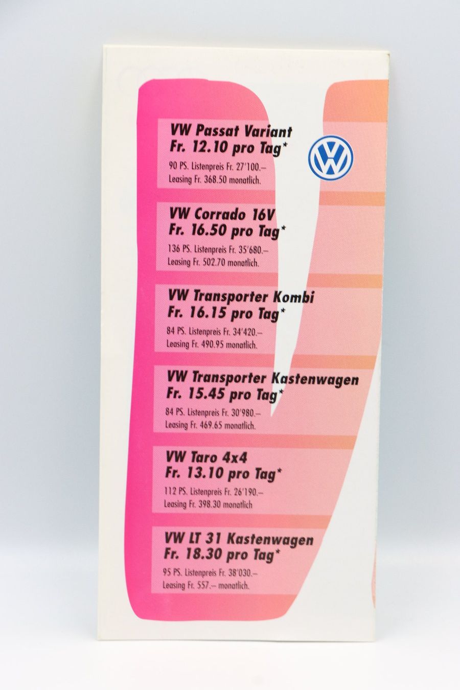 Audi Documents: AMAG VW Audi Leasing Programm 1995 Prospekt – D'occasion à Bühl b.Aarberg par Collectorpassions 1