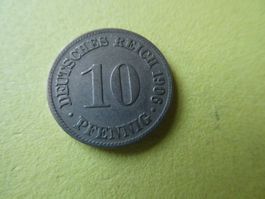 Dt. Reich 1908 D, 10 Pfennig