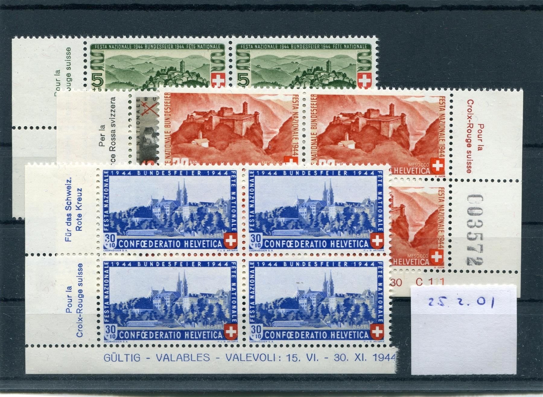 Tutti i francobolli: Patria 1944 im V'block postfr. mit Abart – Usato da Winterthur venduto da Kyoung