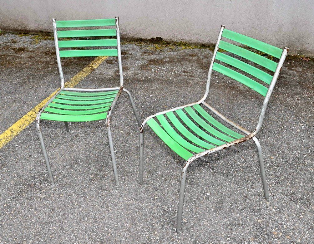 Sedie: 2 gebrauchte Vintage GARTENSTÜHLE grün – Usato da Pfaffhausen venduto da mono_rec 1