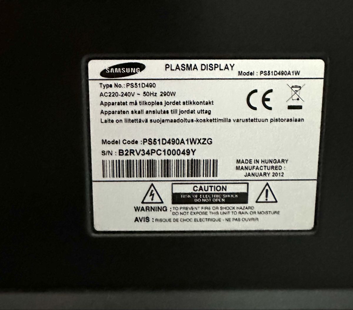 Samsung Fernseher: Samsung Plasma TV (3D) – Gebraucht aus Ballwil von AyngaMarket 3