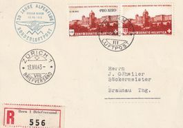 Flugpost Brief-Bern-Zürich 1943 Einschreiben