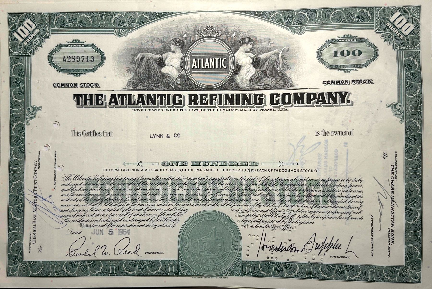 Documenti: Atlantic Refining Company - 1963 – Usato da Solothurn venduto da Sgasche
