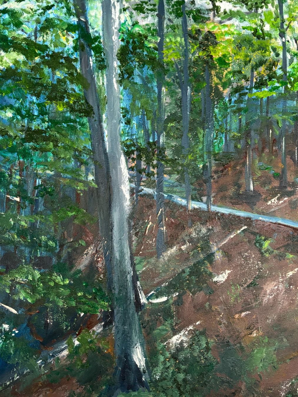 Dipinti: Gemälde Waldweg mit Sonnenstrahlen - Öl auf Leinwand – Nuovo (secondo la descrizione) da Cham venduto da Felha 5